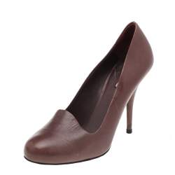 Miu Miu Brown Leather Round Toe Pumps Size 35