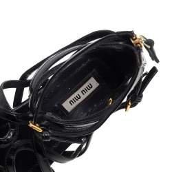 Miu Miu Black Patent Leather Gladiator Flats Size 38