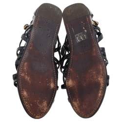 Miu Miu Black Patent Leather Gladiator Flats Size 38