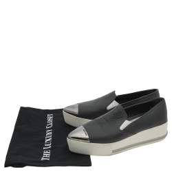 Miu Miu Grey Leather Slip on Sneakers Size 38