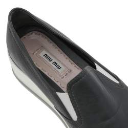 Miu Miu Grey Leather Slip on Sneakers Size 38