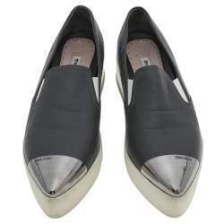 Miu Miu Grey Leather Slip on Sneakers Size 38