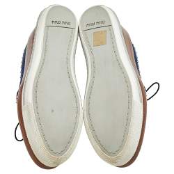 Miu Miu Blue Denim Wedge Platform Oxfords Size 37.5