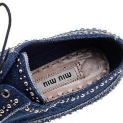 Miu Miu Blue Denim Wedge Platform Oxfords Size 37.5