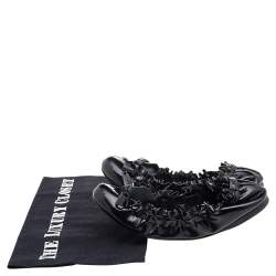 Miu Miu Black Patent Leather Scrunch Bow Ballet Flats Size 35.5