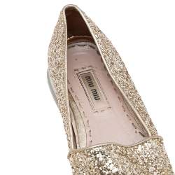 Miu Miu Gold Glitter And Metal Cap Toe Slip On Sneakers Size 35