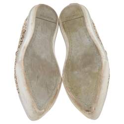 Miu Miu Gold Glitter And Metal Cap Toe Slip On Sneakers Size 35