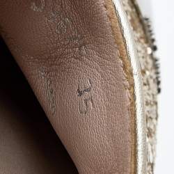 Miu Miu Gold Glitter And Metal Cap Toe Slip On Sneakers Size 35