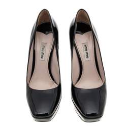 Miu Miu Black Patent Leather Platform Pumps Size 37