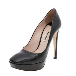 Miu Miu Black Patent Leather Platform Pumps Size 37