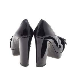 Miu Miu Black Patent Leather Bow Platform Pumps Size 35.5