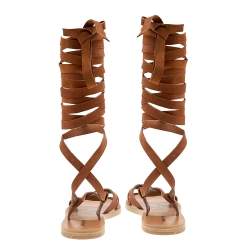 Miu Miu Brown Suede Gladiator Flat Sandals Size 38