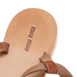 Miu Miu Brown Suede Gladiator Flat Sandals Size 38