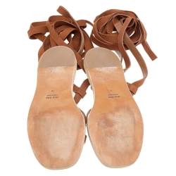 Miu Miu Brown Suede Gladiator Flat Sandals Size 38