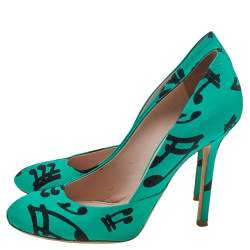 Miu Miu Green/Black Printed Fabric Pumps Size 37