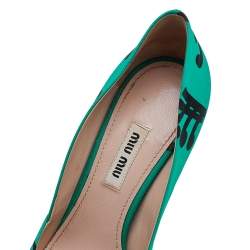 Miu Miu Green/Black Printed Fabric Pumps Size 37