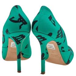 Miu Miu Green/Black Printed Fabric Pumps Size 37