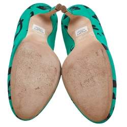 Miu Miu Green/Black Printed Fabric Pumps Size 37