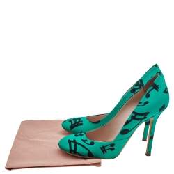 Miu Miu Green/Black Printed Fabric Pumps Size 37