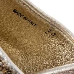 Miu Miu Gold Coarse Glitter Espadrille Platform Slide Sandals Size 39