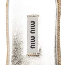 Miu Miu Gold Coarse Glitter Espadrille Platform Slide Sandals Size 39