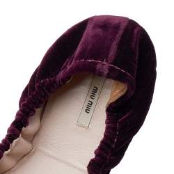 Pre Owned Miu Miu Purple Velvet Bow Ballet Flats Size 39.5