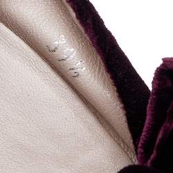 Pre Owned Miu Miu Purple Velvet Bow Ballet Flats Size 39.5