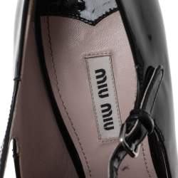 Miu Miu Black Patent Bow T-Strap Pumps Size 38.5