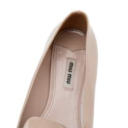 Miu Miu Beige Patent Leather Crystal Embellished Smoking Slippers Size 40