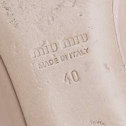 Miu Miu Beige Patent Leather Crystal Embellished Smoking Slippers Size 40