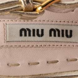 Miu Miu Tri-Color Coarse Glitter and Leopard Print Calf Hair Cap-Toe Slingback Pumps Size 37.5