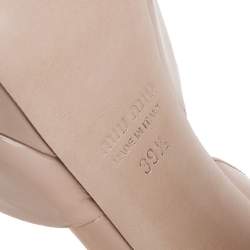 Miu Miu Beige Patent Leather Embellished Heel Ankle Strap Platform Sandals Size 39.5