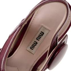 Miu Miu Burgundy Satin and Patent Leather Ankle Strap Sandals Size 36