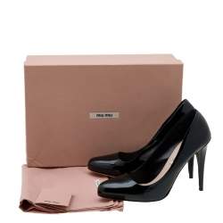 Miu Miu Black Patent Leather Round Toe Pumps Size 36