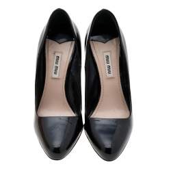 Miu Miu Black Patent Leather Round Toe Pumps Size 36