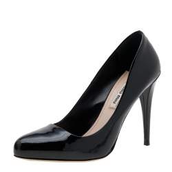 Miu Miu Black Patent Leather Round Toe Pumps Size 36