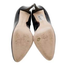 Miu Miu Black Patent Leather Round Toe Pumps Size 36