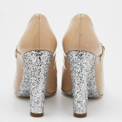 Pre Owned Miu Miu Beige Patent Leather Mary Jane Pumps Size 36