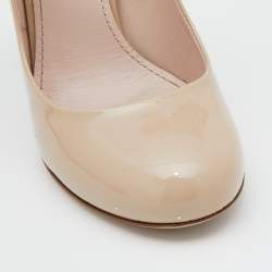 Pre Owned Miu Miu Beige Patent Leather Mary Jane Pumps Size 36