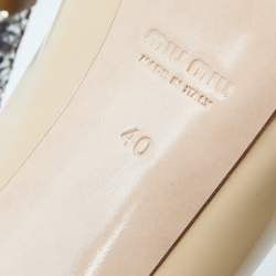 Miu Miu Beige/Silver Patent Leather and Glitter Peep Toe Platform Pumps Size 40