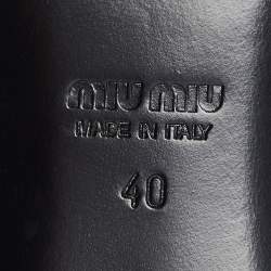 Pre Owned Miu Miu Navy Blue Velvet Bow Pointed Toe Loafers Size 40