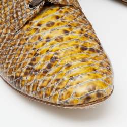 Miu Miu Yellow/Brown Snakeskin Embossed Patent Leather Derby Size 39