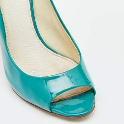 Miu Miu Green Patent Leather Peep Toe Pumps Size 37.5