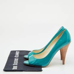 Miu Miu Green Patent Leather Peep Toe Pumps Size 37.5