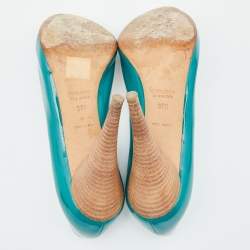Miu Miu Green Patent Leather Peep Toe Pumps Size 37.5