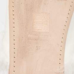 Pre Owned Miu Miu White Canvas And Fur Mule Flats Size 37