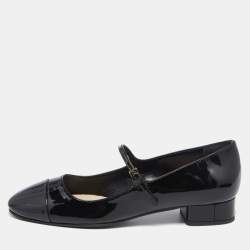 Pre Owned  Miu Miu Black Patent Leather Cap Tor Mary Jane Ballet Flats Size 36