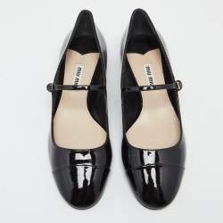Pre Owned  Miu Miu Black Patent Leather Cap Tor Mary Jane Ballet Flats Size 36