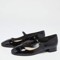 Pre Owned  Miu Miu Black Patent Leather Cap Tor Mary Jane Ballet Flats Size 36
