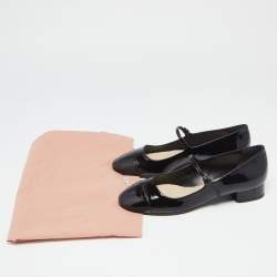 Pre Owned  Miu Miu Black Patent Leather Cap Tor Mary Jane Ballet Flats Size 36